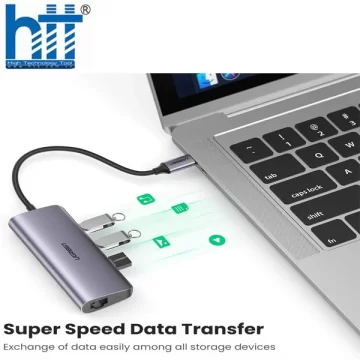 Bộ chuyển đổi USB Type C sang 3 cổng USB 3.0 và Giga Lan hỗ trợ nguồn micro usb Ugreen 60718