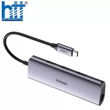 Bộ chuyển đổi USB Type C sang 3 cổng USB 3.0 và Giga Lan hỗ trợ nguồn micro usb Ugreen 60718
