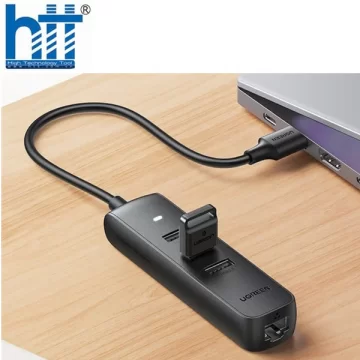 Hub chia USB 2.0 ra 3 cổng USB 2.0 + Lan 100Mbps Ugreen 20984 (hỗ trợ nguồn USB Type-C)