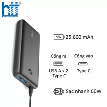 PIN SẠC DỰ PHÒNG ANKER POWERCORE III ELITE 26K - A1290 - PD 60W - 25.600MAH - MÀU ĐEN