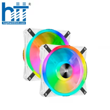 Fan Corsair iCUE QL140 RGB 140mm White — Dual Fan Kit with Lighting Node CORE