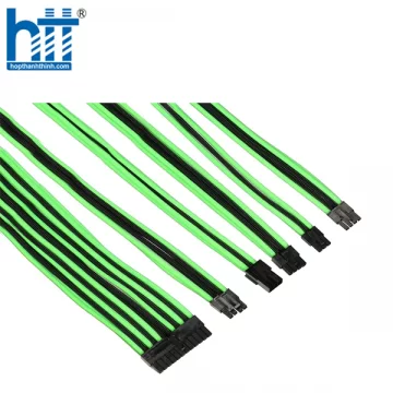 Bộ dây nối dài bọc lưới cao cấp Sleeve Cable - Green / Black