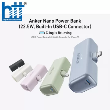 Pin Dự Phòng Anker Nano 5000 12W (Built-In Lightning Connector) - A1645 Green