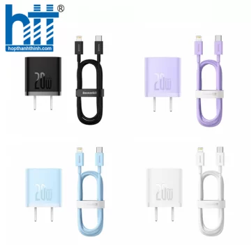 Bộ combo củ sạc + cáp sạc nhanh Lightning 20W Baseus GaN5 Fast Charger 1C CCGN040105 ( PURPLE )