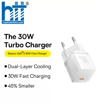 Cốc Sạc Nhanh OS-Baseus GaN5S Fast Charger 1C 30W EU (Chân cắm tròn) P10162504213-00