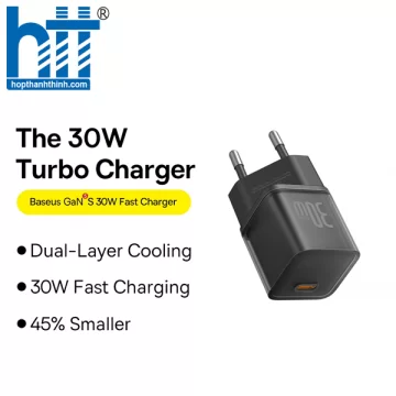 Cốc Sạc Nhanh OS-Baseus GaN5S Fast Charger 1C 30W EU (Chân cắm tròn) P10162504113-00