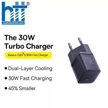 Cốc Sạc Nhanh OS-Baseus GaN5S Fast Charger 1C 30W EU (Chân cắm tròn) P10162504523-00