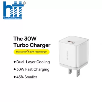 Cốc sạc nhanh TypeC Baseus GaN5S 1C 30W US Cluster P10162505213-00