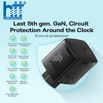Cốc Sạc Nhanh OS-Baseus Cube Pro Fast Charger 1C 30W (Chân cắm tròn) CCXF000302
