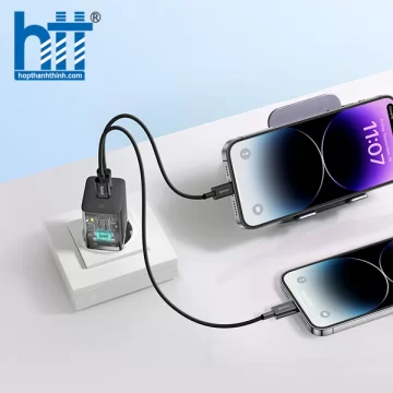 Cốc Sạc Nhanh Nhỏ Gọn OS-Baseus GaN5 Pro Fast Charger C+C 40W EU (Chân cắm tròn) CCGP180101