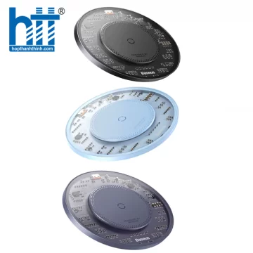 Đế Sạc Không Dây Baseus Simple 2 Wireless Charger 15W (Kèm cáp C to C 24W 1m) CCJJ050003