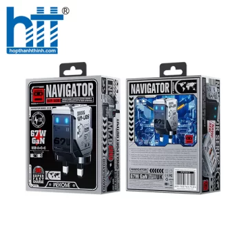 Cốc Sạc Nhanh WP-U08 Navigator Series GaN Charger 67W (Chân cắm dẹp US) WHITE