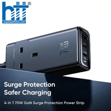 Bộ Sạc Nhanh Mcdodo 4 in 1 70W GaN Lightning Protection Power Strip (Chân UK) CH-4660