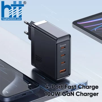 Bộ Sạc Nhanh Mcdodo 100W 3C1U GaN Fast Charger Kit (Chân cắm tròn, kèm dây C to C 2m) CH-5141