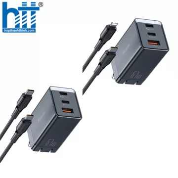 Cốc Sạc Nhanh Mcdodo 67W 2C1U Gan5 mini Fast Charger Kit Pro (2 Type-C + USB, Kèm cáp) CH-1535