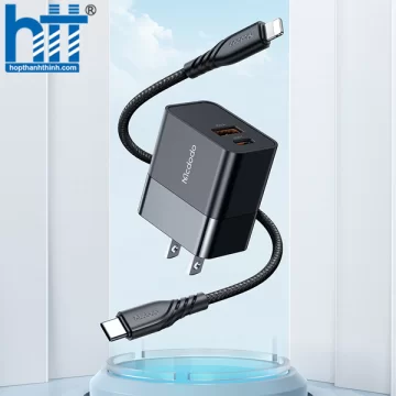Cốc Sạc Nhanh Mcdodo Hydrogen Series 20W Charger + C to L Cable Set (Kèm cáp sạc C to iP, Chân dẹp US) CH-1312