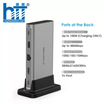 Bộ chuyển đổi USB-C 9 trong 1 Lention D53HEAVCR GREY
