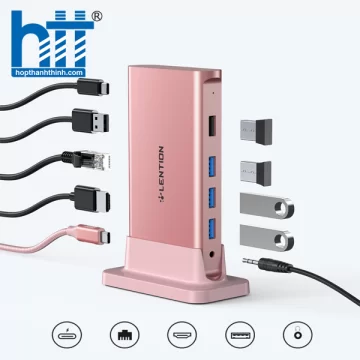 Bộ chuyển đổi USB-C 9 trong 1 Lention D53HEAVCR PINK