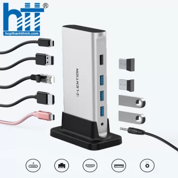 Bộ chuyển đổi USB-C 9 trong 1 Lention D53HEAVCR SLIVER