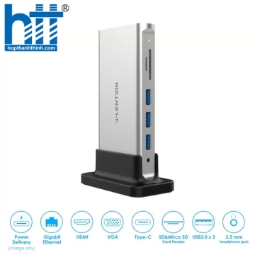 Bộ chuyển đổi USB-C 10 trong 1 Lention D55HEA SILVER