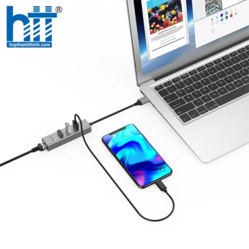 Bộ chuyển đổi USB-A 4 trong 1 Lention H23s Sliver