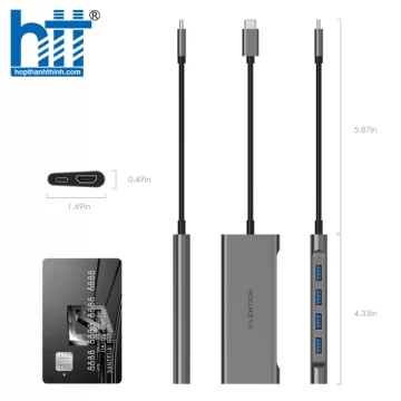 Bộ chuyển đổi USB-C 6 trong 1 Lention C35H-1M-SL
