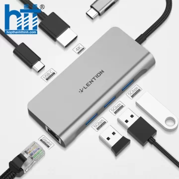 Bộ chuyển đổi USB-C 6 trong 1 Lention C65HE Sliver
