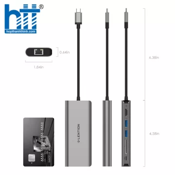 Bộ chuyển đổi USB-C 6 trong 1 Lention C68 Grey