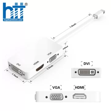 Bộ chuyển đổi USB-C 3 trong 1 Lention Mini DisplayPort to VGA/DVI/HDMI VDH WHITE