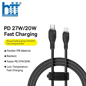 Cáp Sạc Nhanh Baseus Pudding Series Fast Charging Cable Type-C to iP 20W P10355701111-01 2M