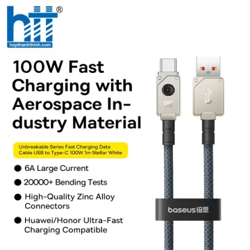 Cáp Sạc Nhanh Baseus Unbreakable Series Fast Charging Data Cable USB to Type-C 100W  WHITE 2M