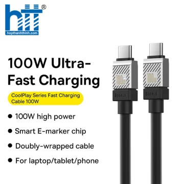 Cáp Sạc Nhanh C to C Baseus CoolPlay Series Fast Charging Cable Type-C to Type-C 100W Orange 2M