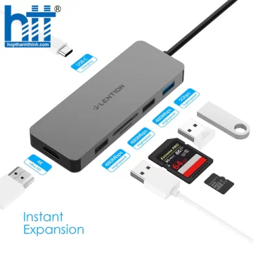Bộ chuyển đổi USB-C 7 trong 1 Lention C17 GREY