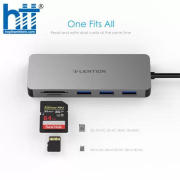 Bộ chuyển đổi USB-C 6 trong 1 Lention C16s GREY
