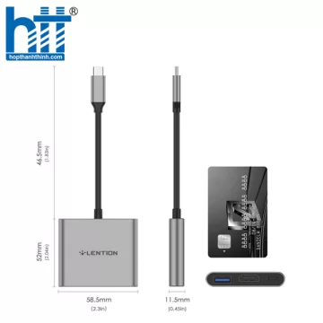 Bộ chuyển đổi USB-C 3 trong 1 Lention C14H SILVER