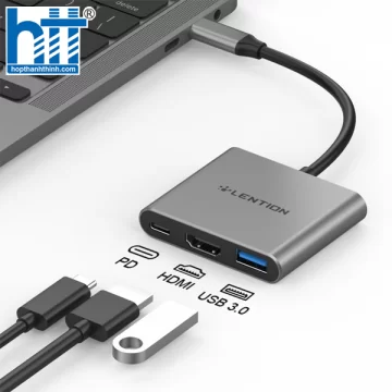 Bộ chuyển đổi USB-C 3 trong 1 Lention C14H GREY