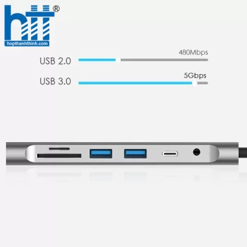 Bộ chuyển đổi USB-C 8 trong 1 Lention C37HACR-1M (cáp dài 1m) GREY