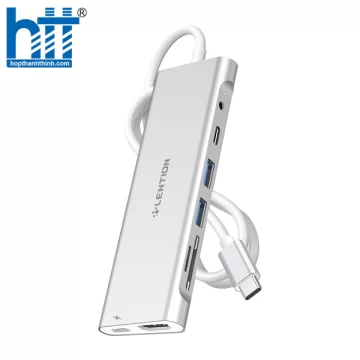 Bộ chuyển đổi USB-C 8 trong 1 Lention C37HACR-1M (cáp dài 1m) SLIVER