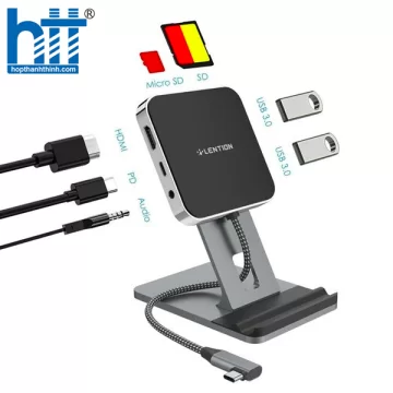 Bộ chuyển đổi USB-C 7 trong 1 Lention D42HACR có chân đế