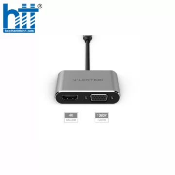 Bộ chuyển đổi USB-C sang HDMI và VGA Lention C51SHV GREY