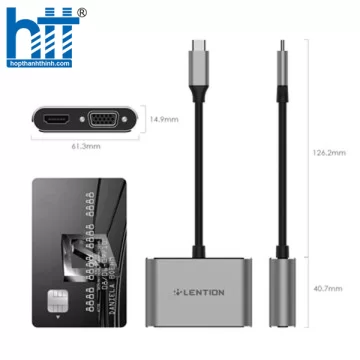 Bộ chuyển đổi USB-C sang HDMI và VGA Lention C51SHV SLIVER