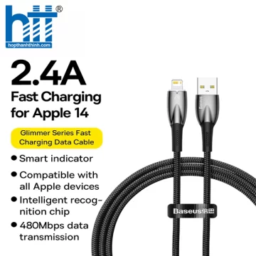Cáp Sạc Baseus Glimmer Series Fast Charging Data Cable USB to iP 2.4A BLACK 2M