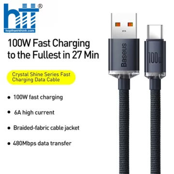 Cáp Sạc Siêu Nhanh Baseus Crystal Shine Series USB to Type-C 100W Blue 1.2M