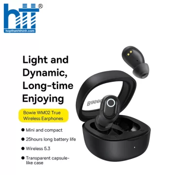 Tai Nghe Bluetooth OS-Baseus Bowie WM02 True Wireless Earphones Black