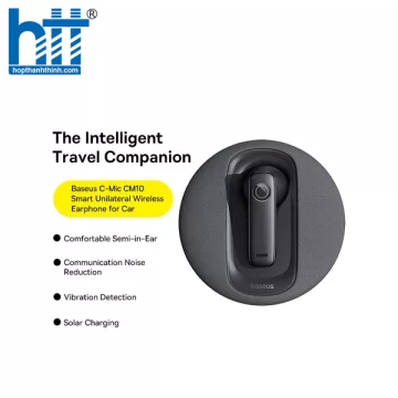 Tai Nghe Bluetooth Trên Xe Ô Tô Baseus C-Mic CM10 Smart Unilateral Wireless Earphone for Car Black