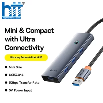 Hub Mở Rộng Kết Nối Baseus UltraJoy Series 4-Port HUB Grey 150CM