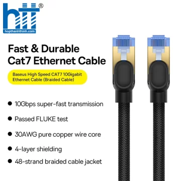 Cáp Mạng Lan 2 Đầu Baseus High Speed CAT7 10Gigabit Ethernet Cable (Cáp dây dù) 3M