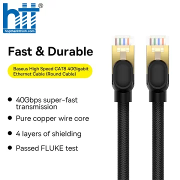 Cáp Mạng Lan 2 Đầu Baseus High Speed CAT8 40Gigabit Ethernet Cable (Round Cable) 8M