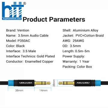 Cáp Audio 3.5mm M/M dài 3M Vention Model : P350AC300-B