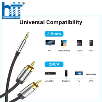 Cáp Audio 3.5mm sang 2RCA dài 3M Vention Model : BCFBI